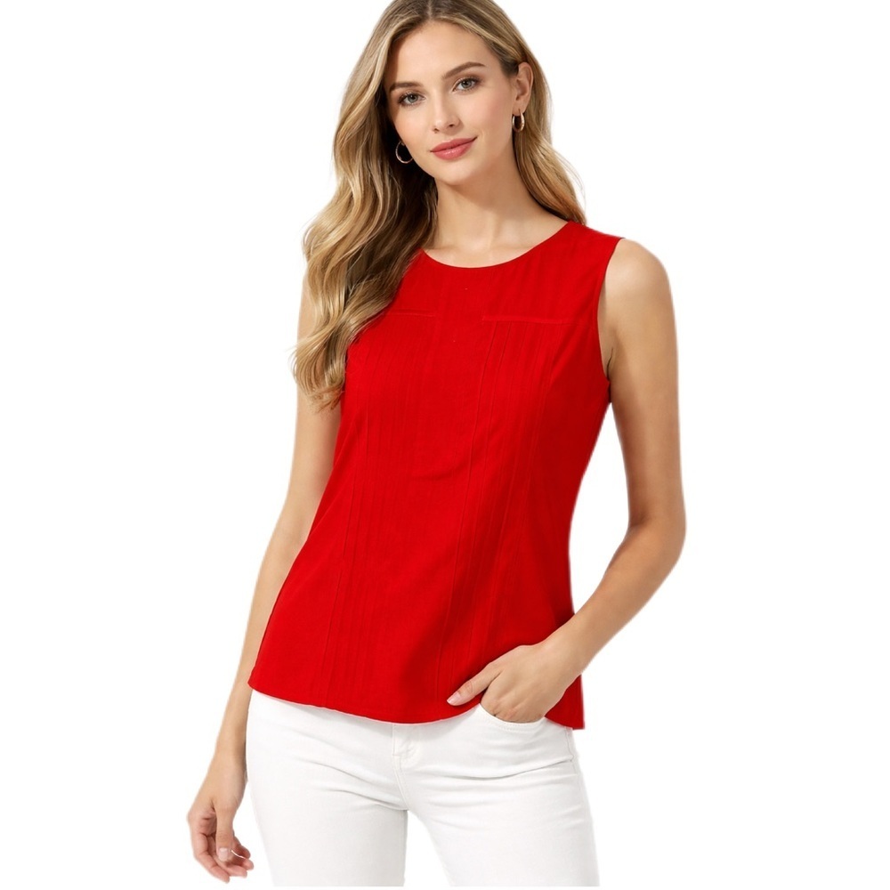 Armani Exchange Red Sleeveless Pleated Blouse Size Small​